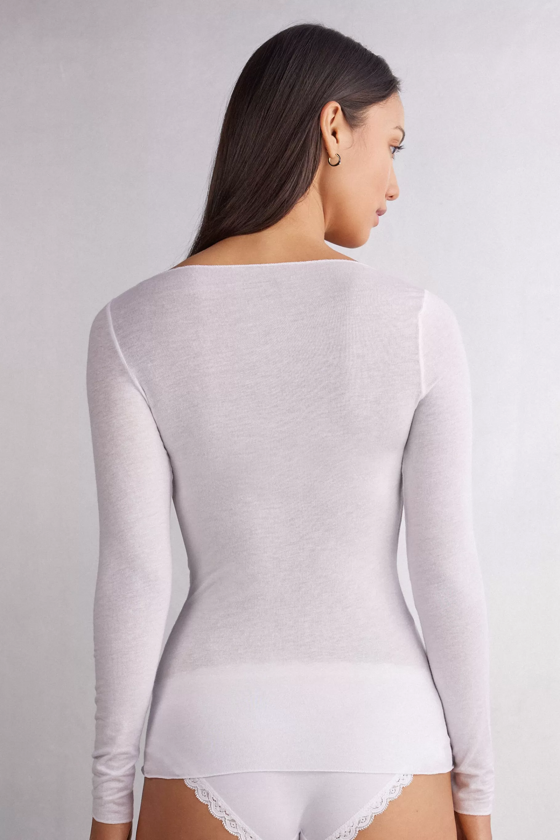 Intimissimi Långärmat^Boat Neck Ultralight tröja i modalkashmir