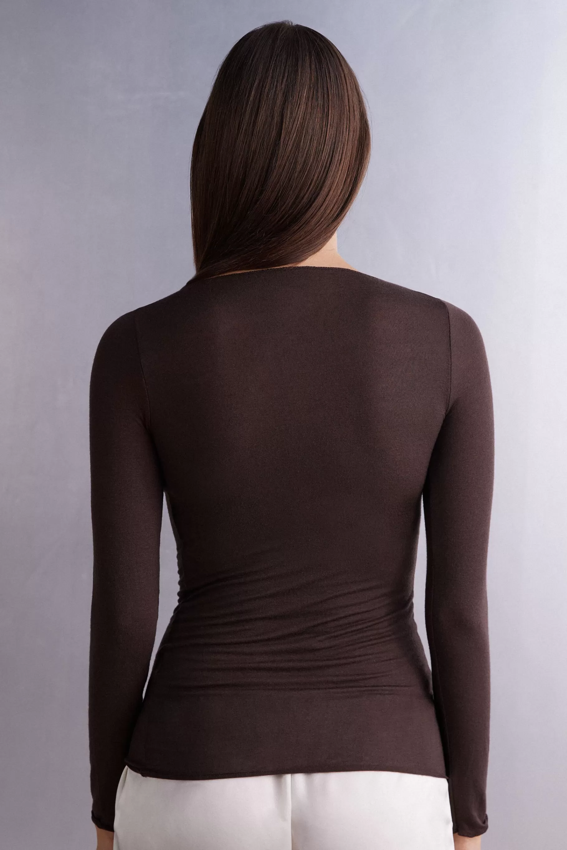 Intimissimi Långärmat^Boat Neck Ultralight tröja i modalkashmir