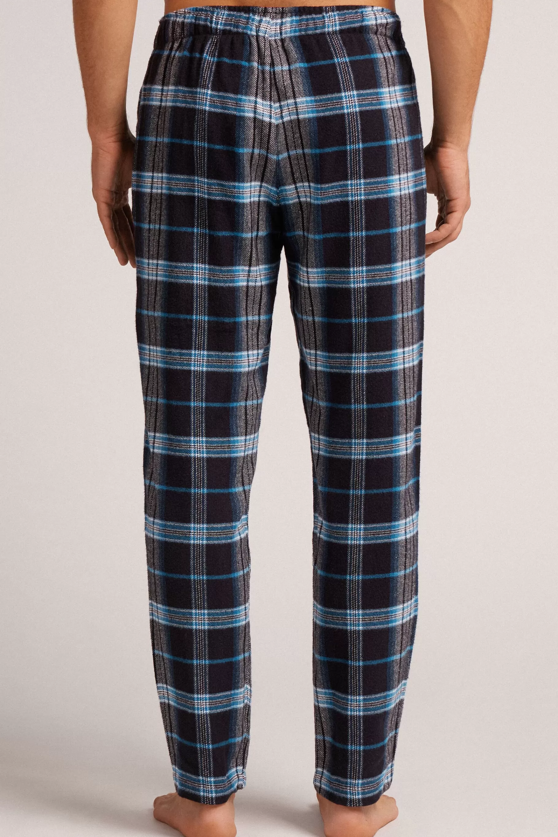 Intimissimi Pyjamas Mix & Match | Byxor^Byxor i bomullsväv med rutor i svart och ljusblått