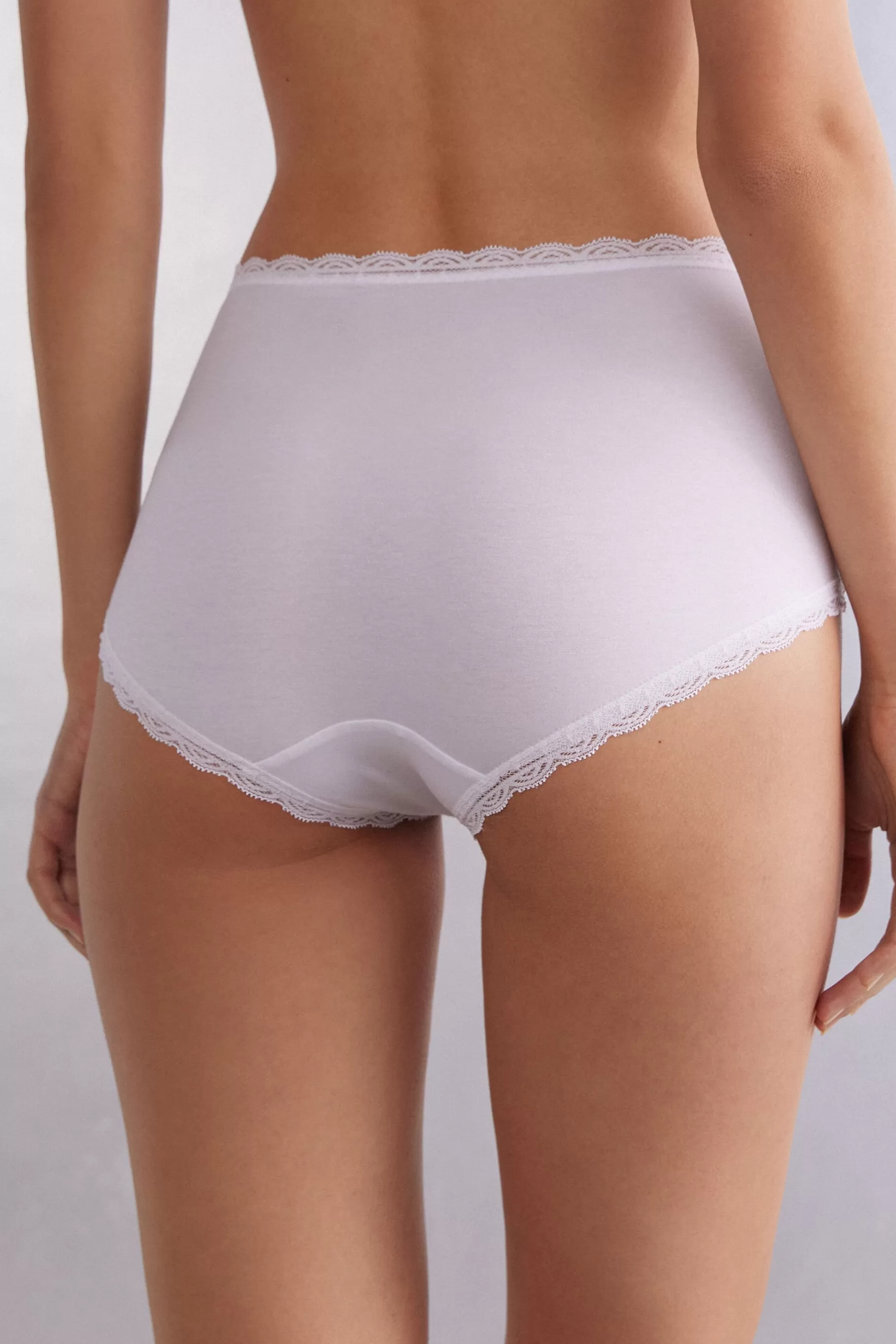 Intimissimi Hög Midja | Boxer / Hipster^Culottes med hög midja i bomull och spets