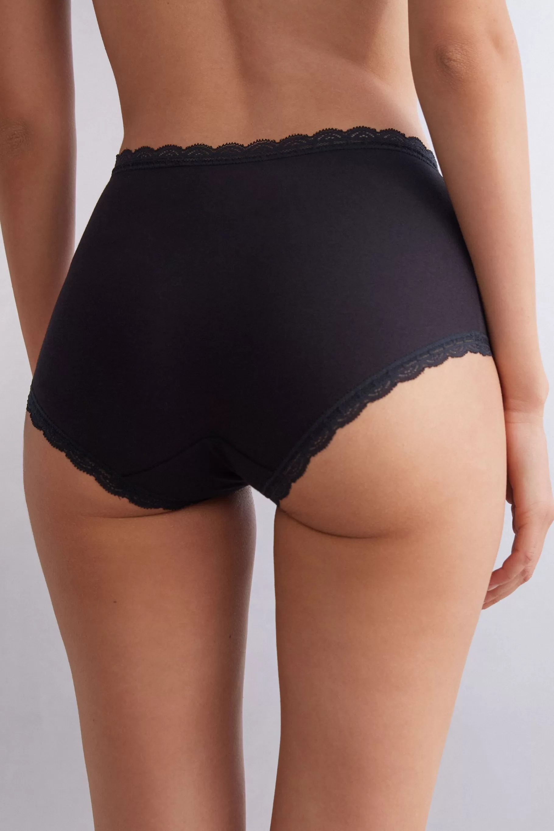Intimissimi Hög Midja | Boxer / Hipster^Culottes med hög midja i bomull och spets