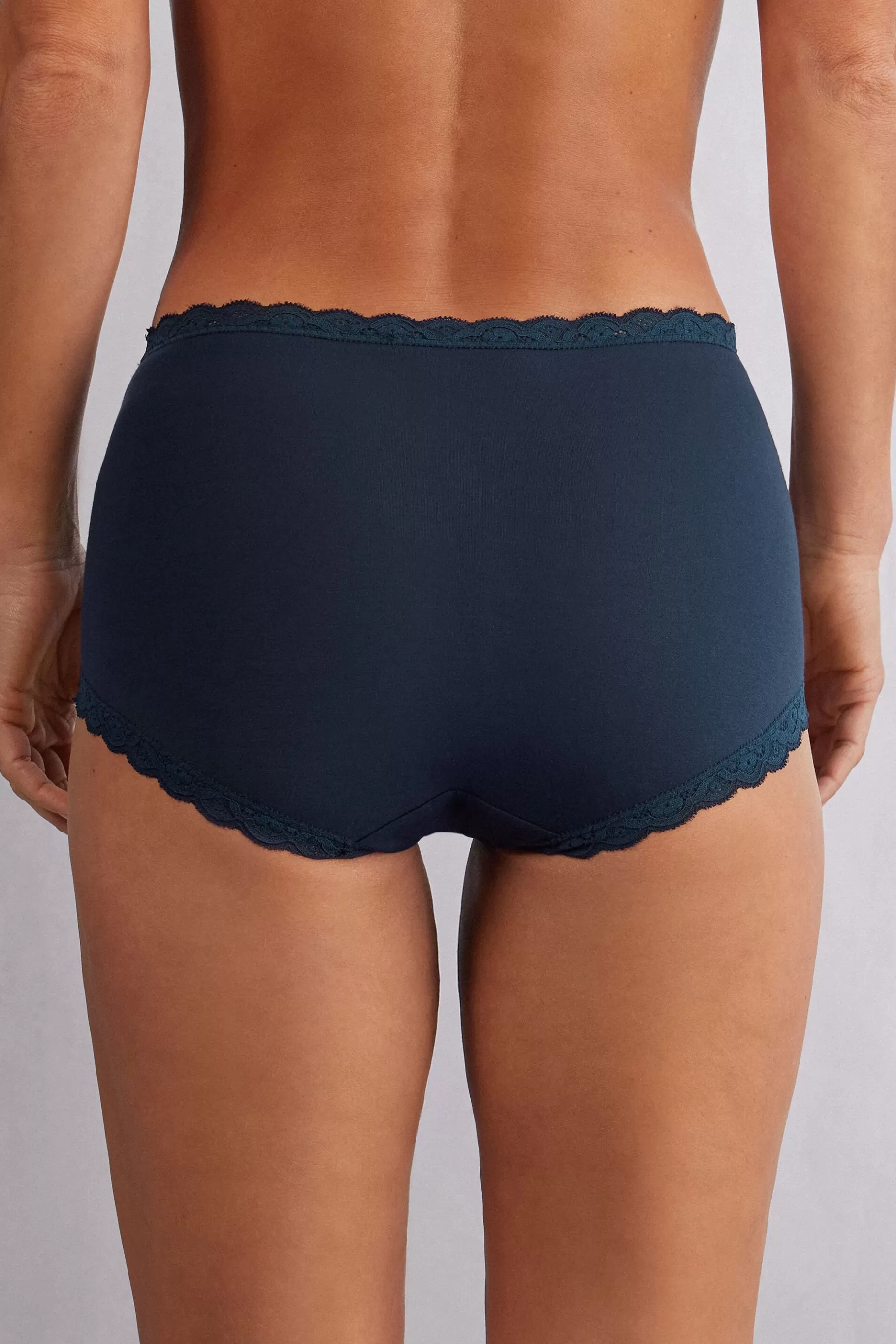 Intimissimi Boxer / Hipster^Hipstertrosor med hög midja i bomull och spets