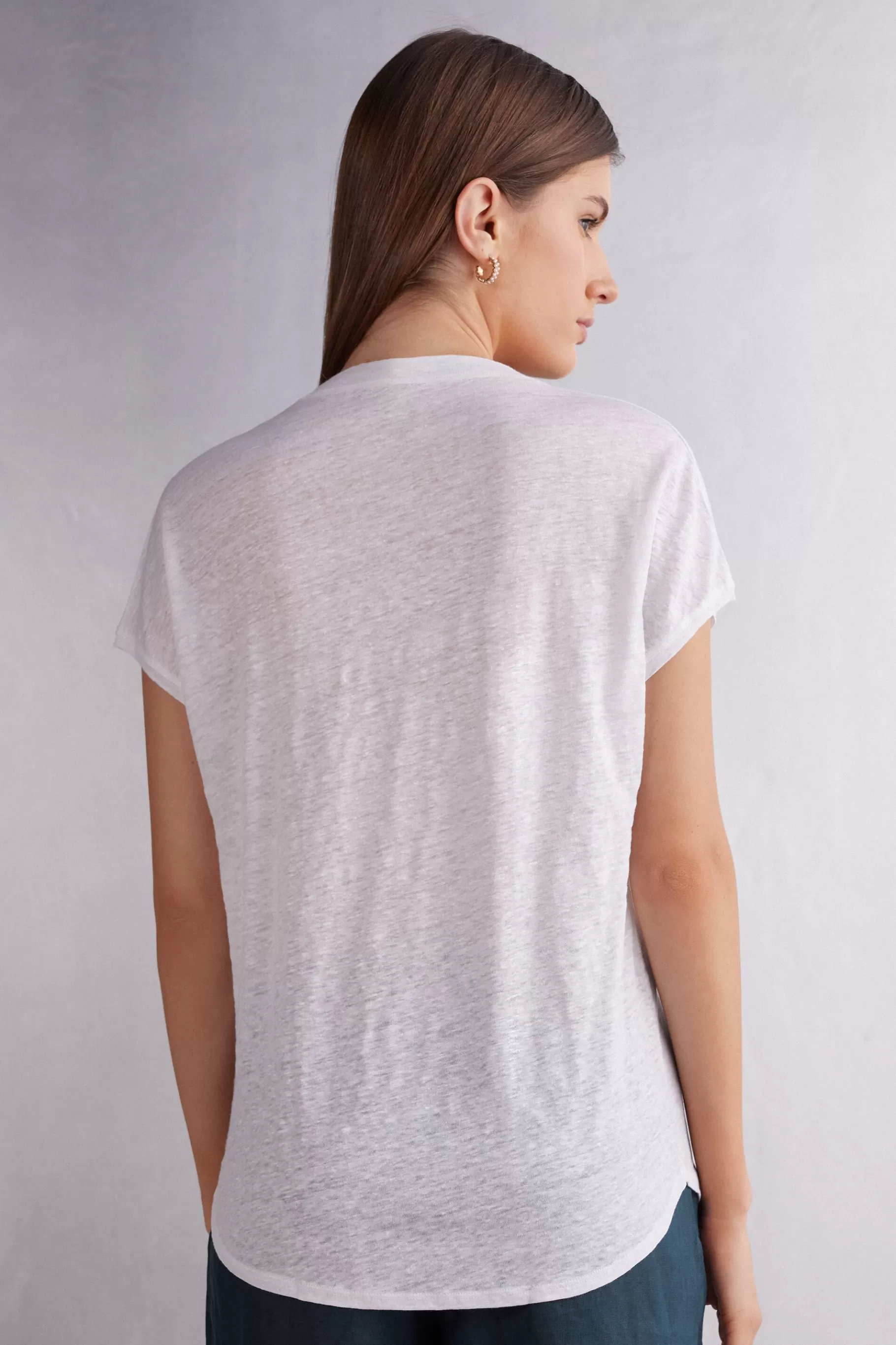 Intimissimi T-shirt^Kortärmad linnetröja med V-ringning