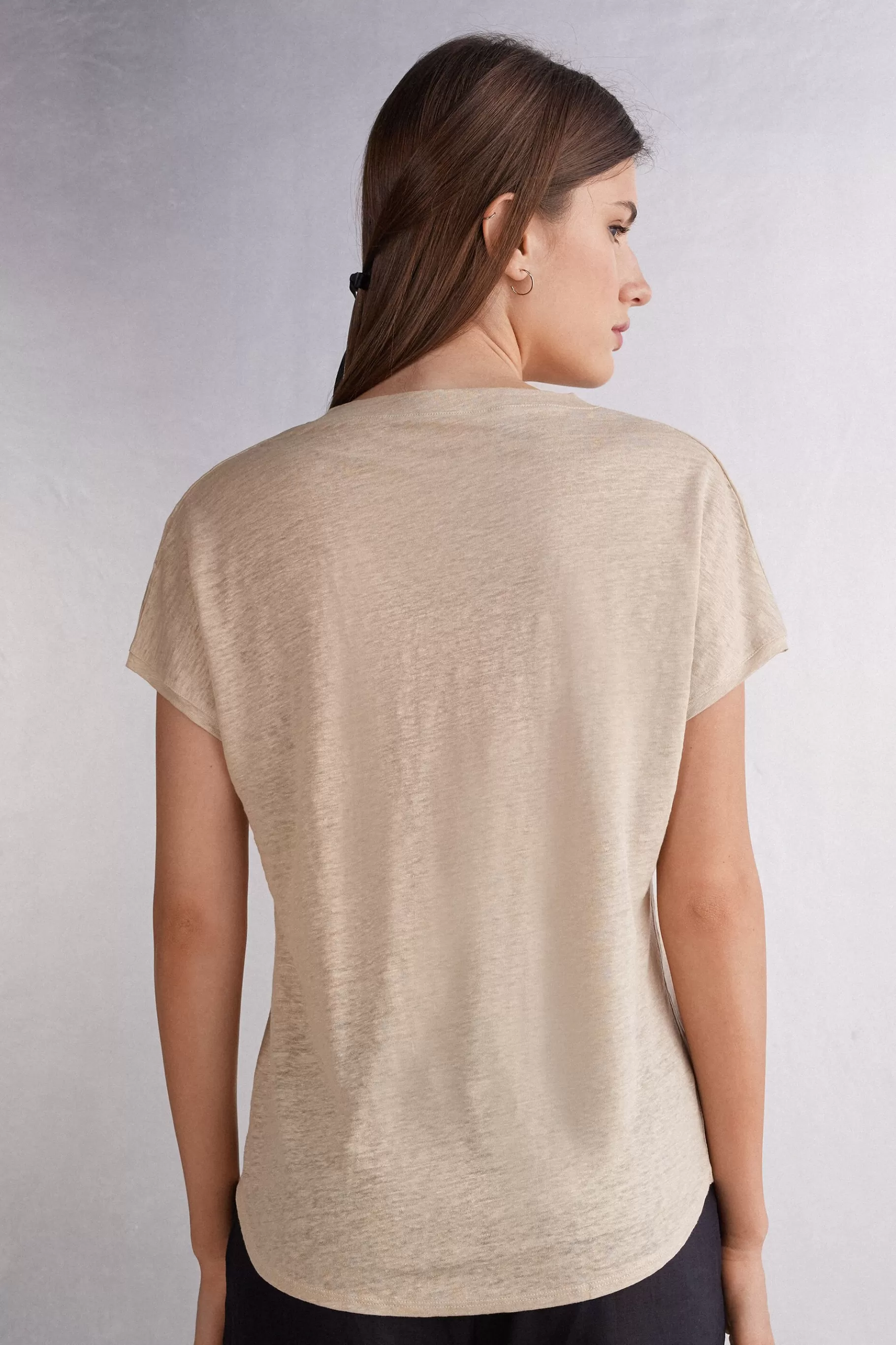 Intimissimi T-shirt^Kortärmad linnetröja med V-ringning
