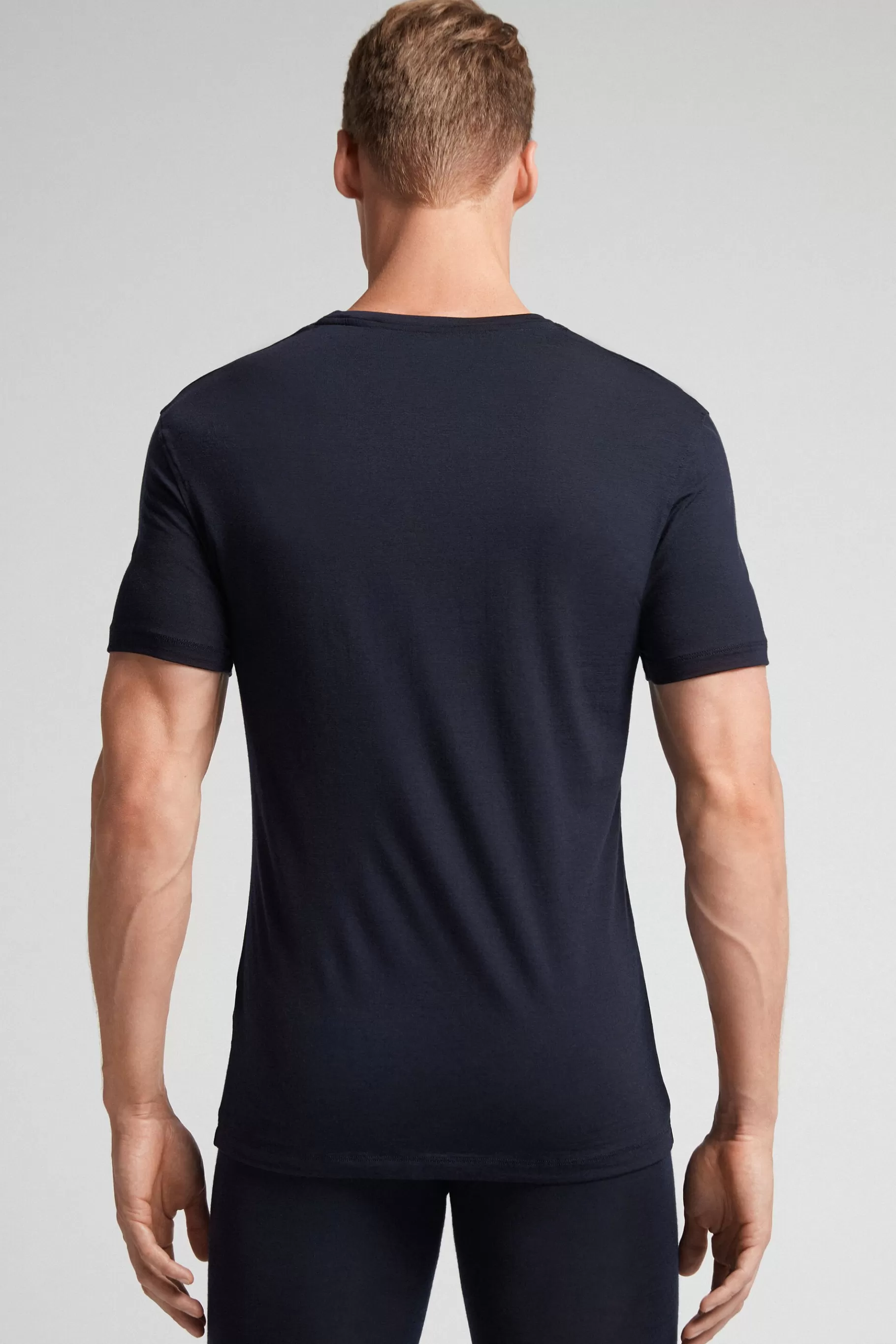 Intimissimi T-shirt / Polo^Kortärmad t-shirt i stretchig merinoull