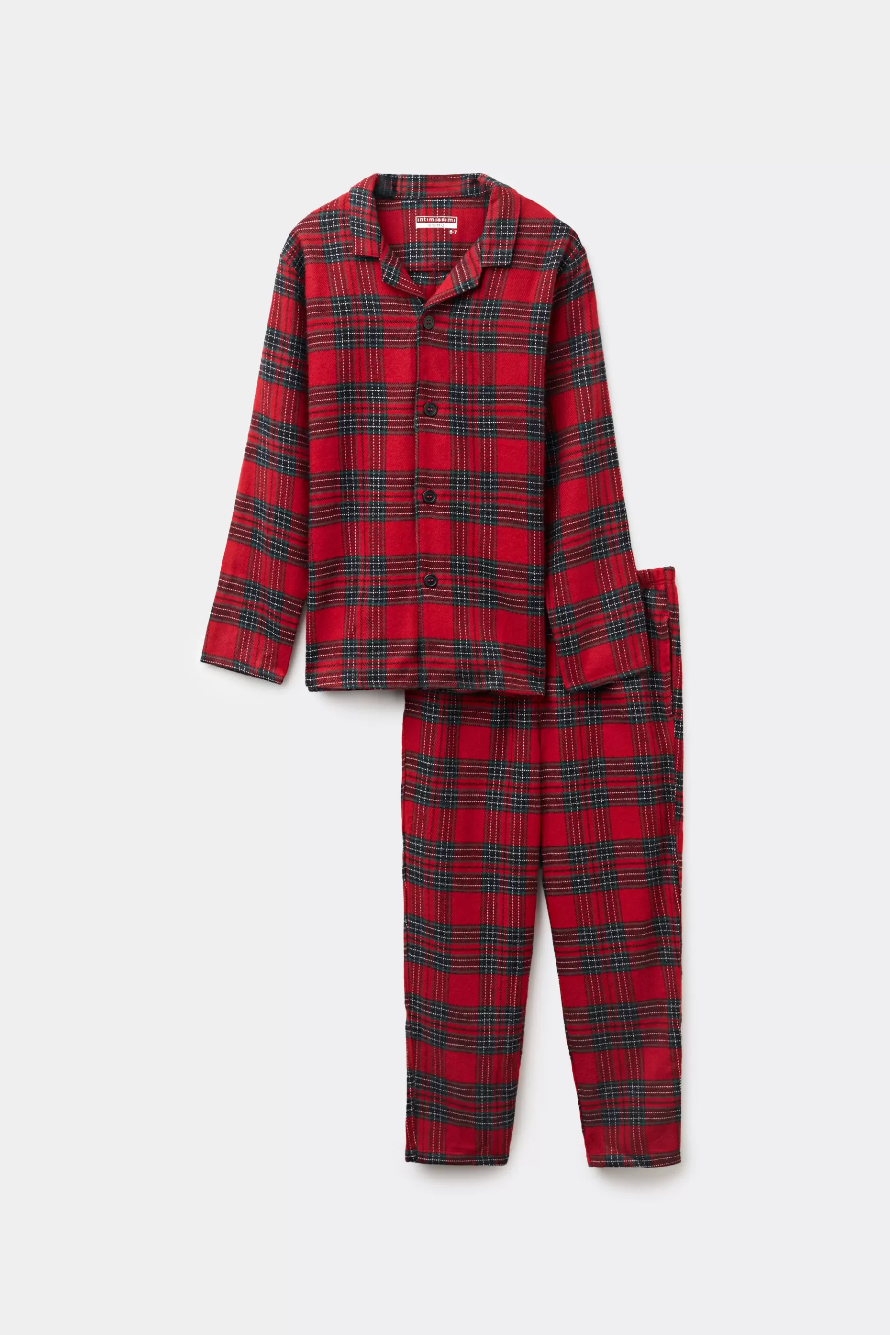 Intimissimi Pojke^Lång pyjamas för barn i vävd bomull med skotskrutigt mönster