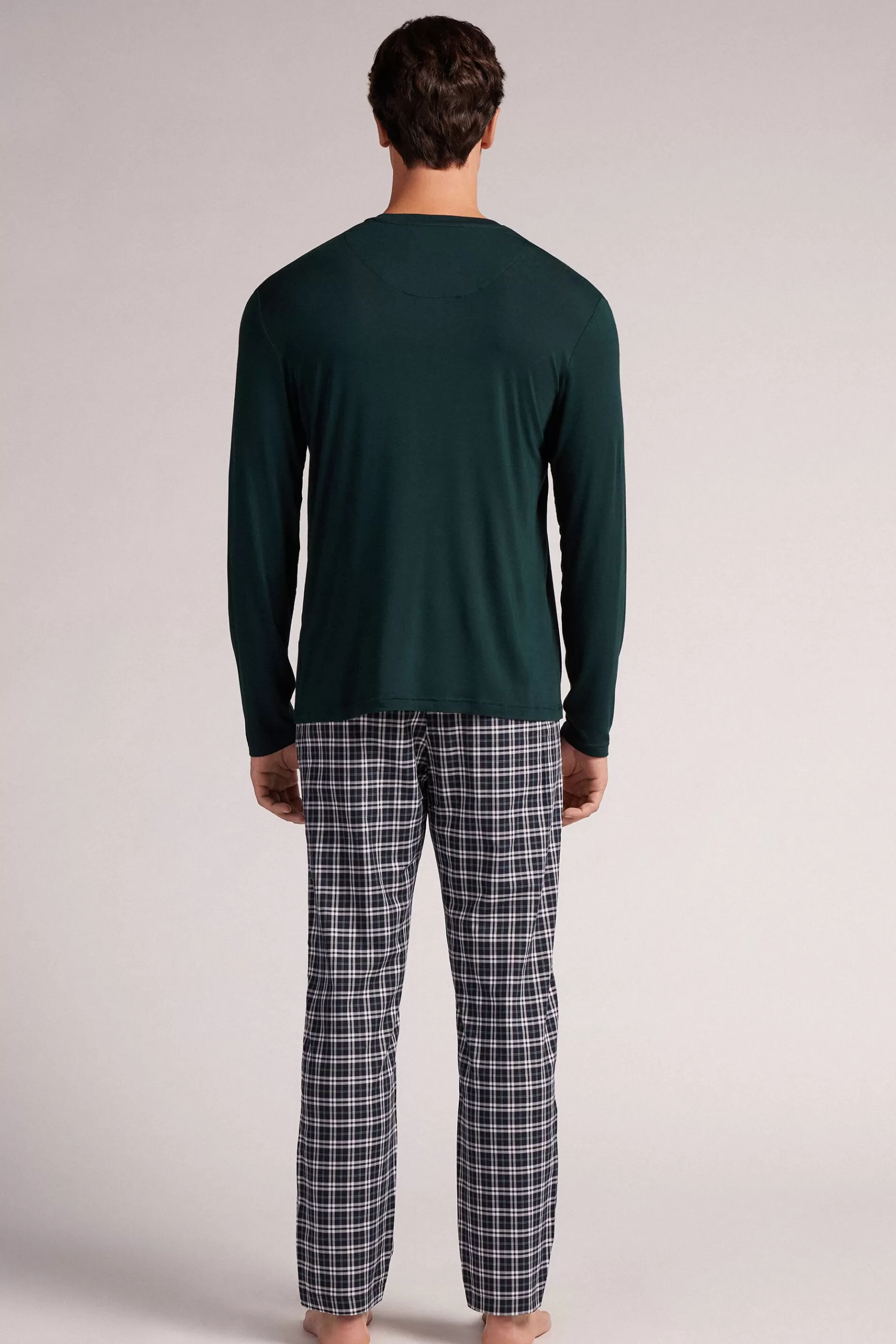 Intimissimi Pyjamas Med L氓ngbyxor^Lång pyjamas i mikromodal och bomullsväv med rutor