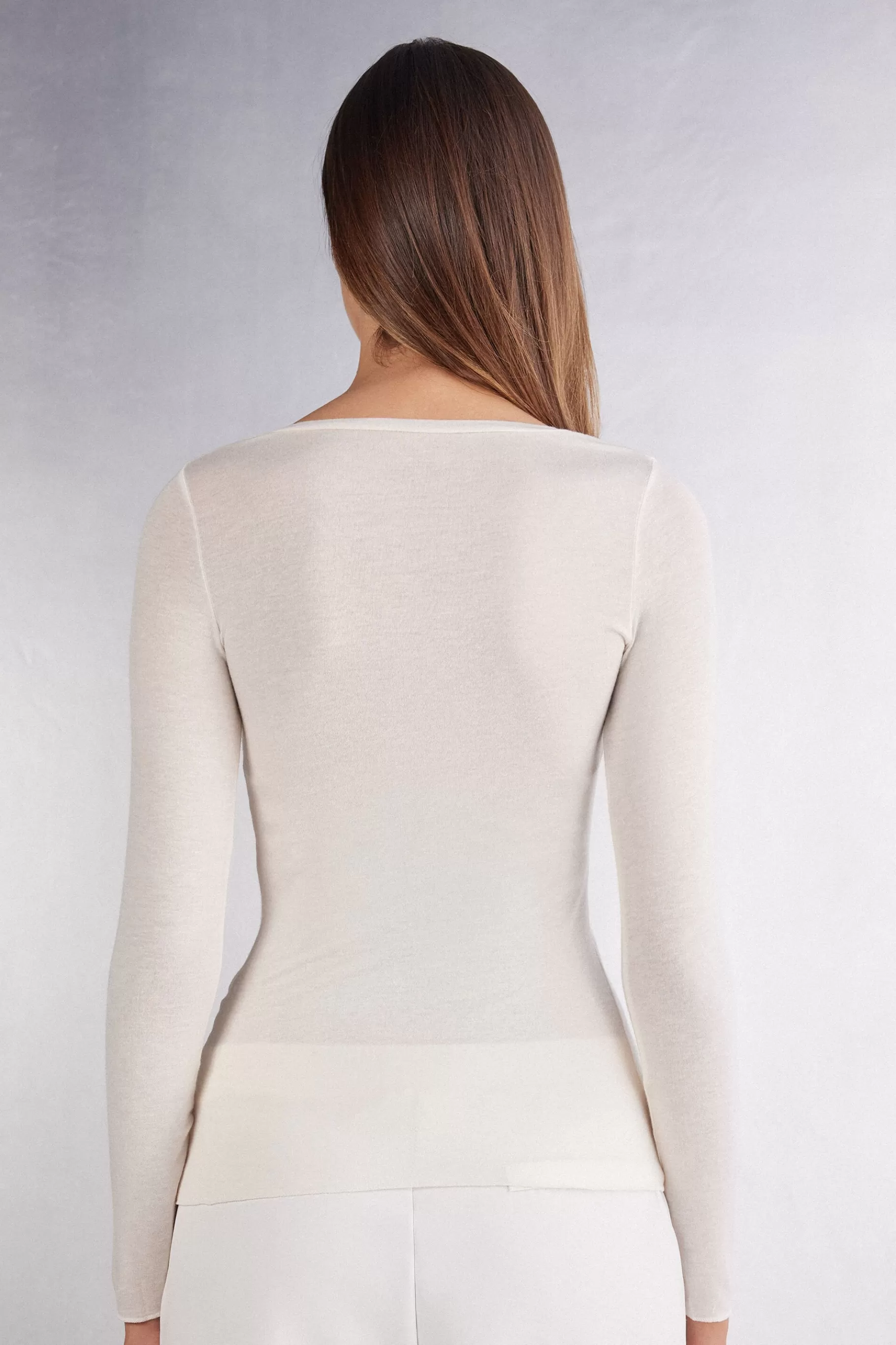 Intimissimi Långärmat^Långärmad tröja i modal Ultralight med kashmir och djup urringning