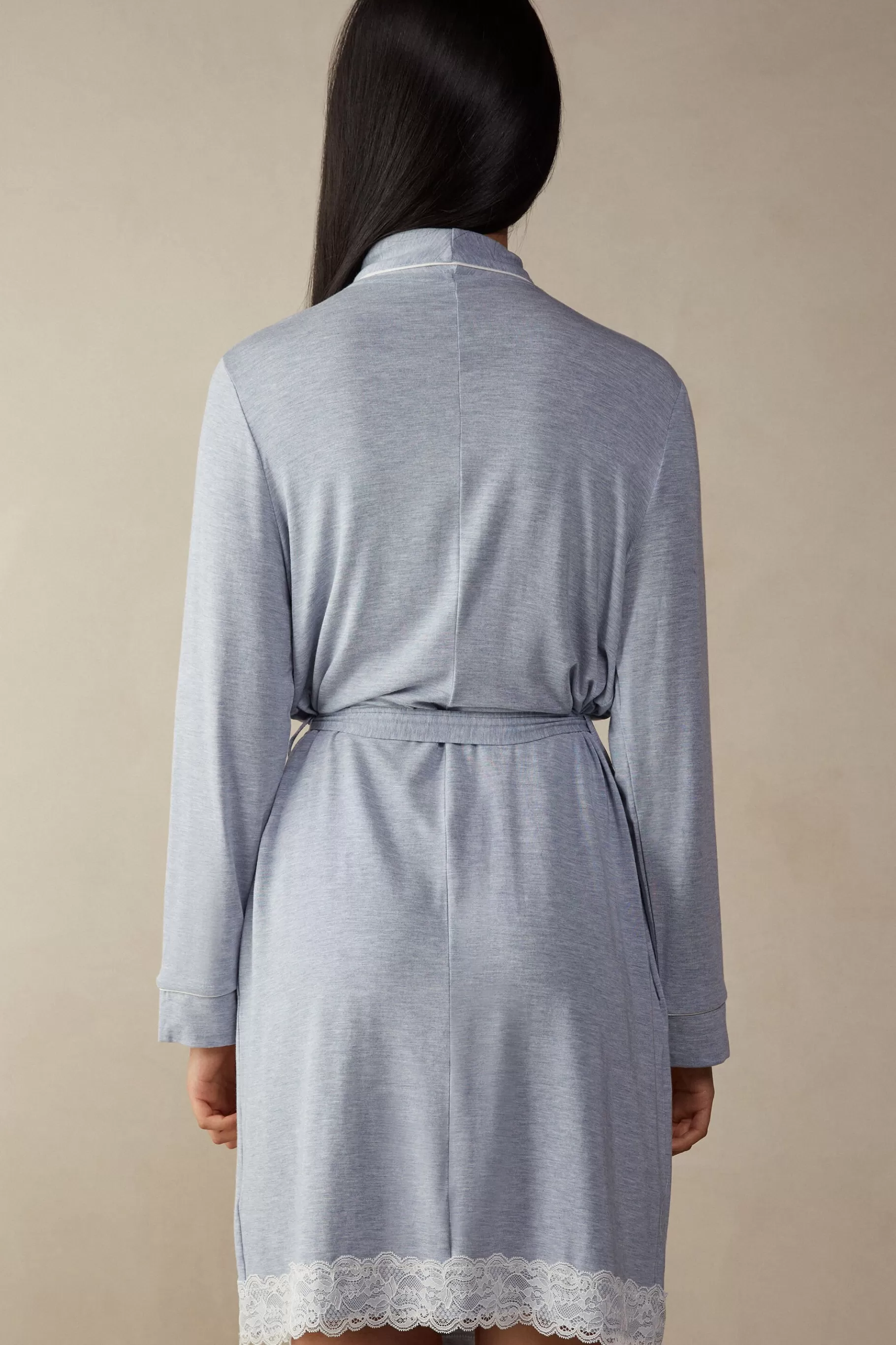 Intimissimi Morgonrockar / Kimonos^Morgonrock i modal med spetsdetalj