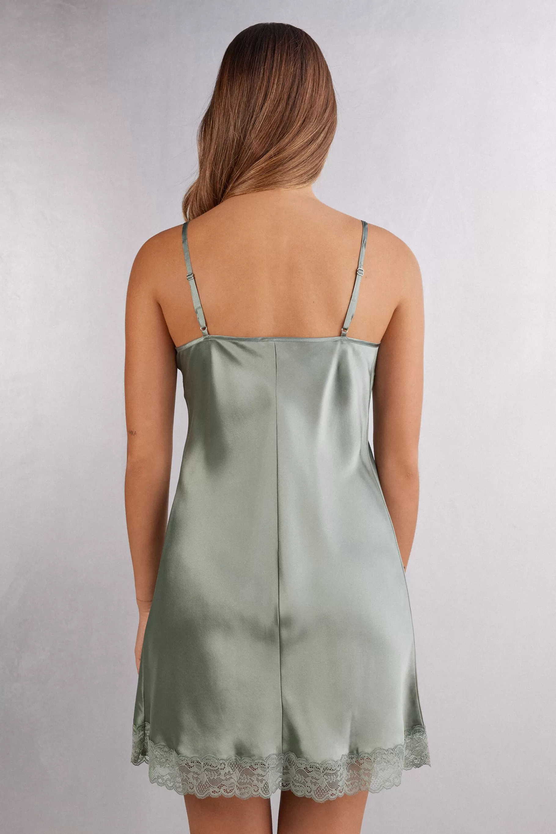 Intimissimi Nattlinnen / Babydoll^Silk Slip med spetsdetalj