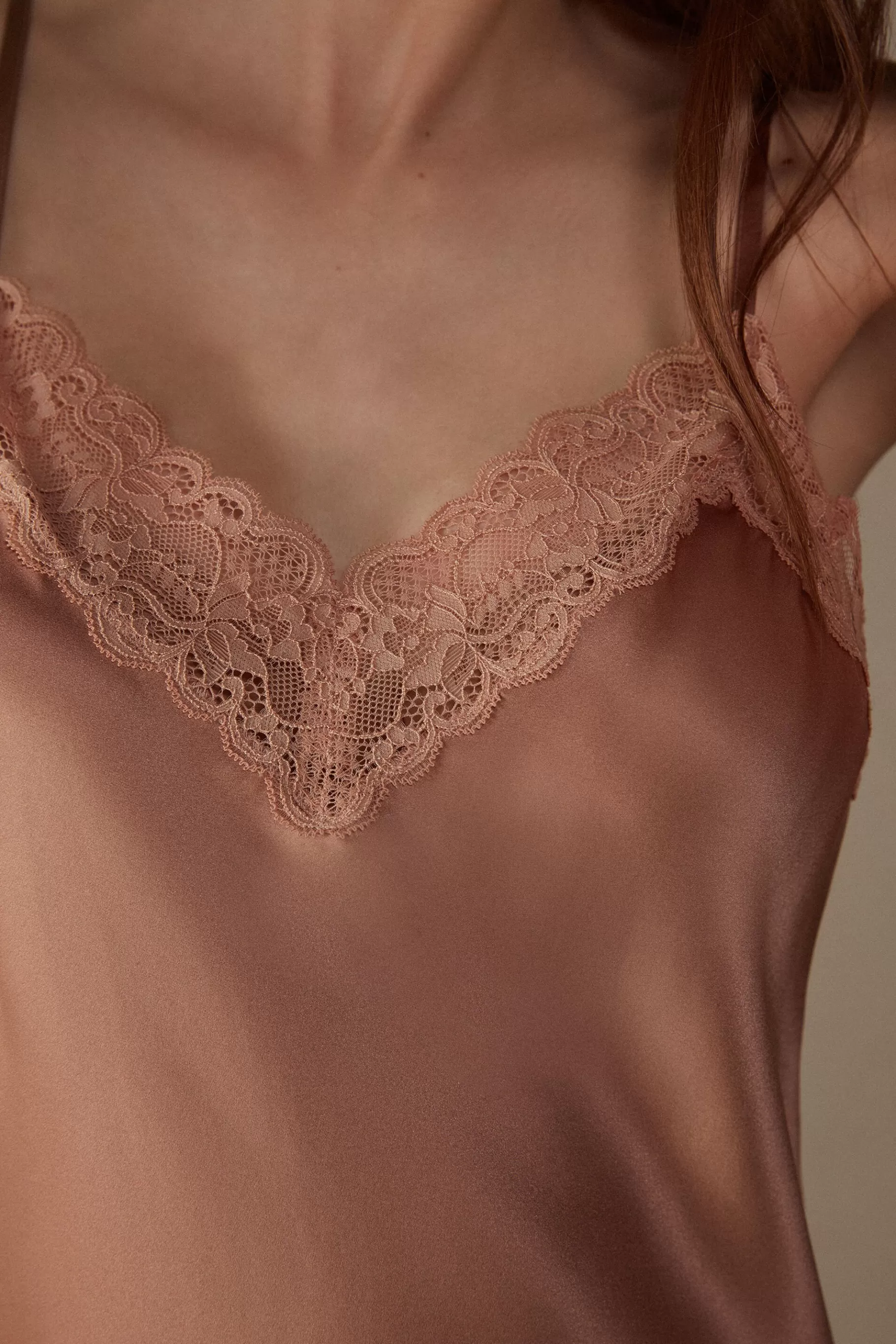 Intimissimi Nattlinnen / Babydoll^Silk Slip med spetsdetalj