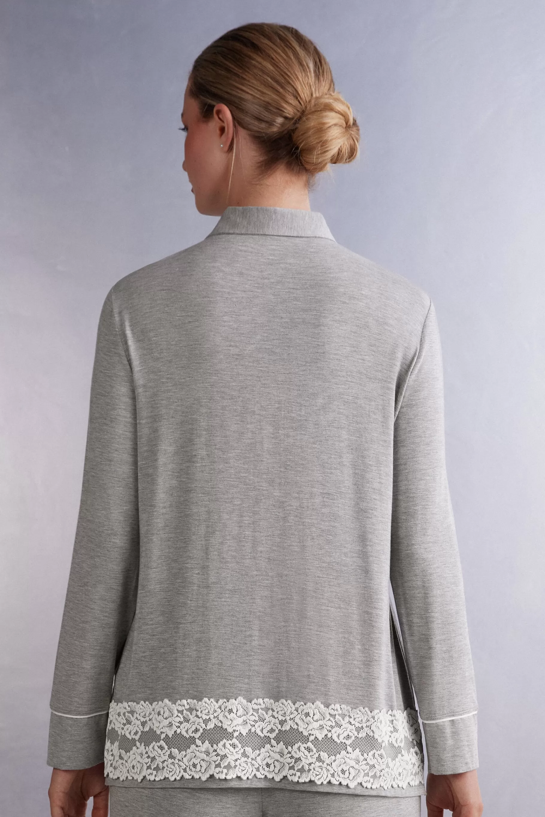Intimissimi Pyjamas Med Långbyxor | Pyjamas Mix & Match^Tröja i modal med öppning fram Pretty Flowers