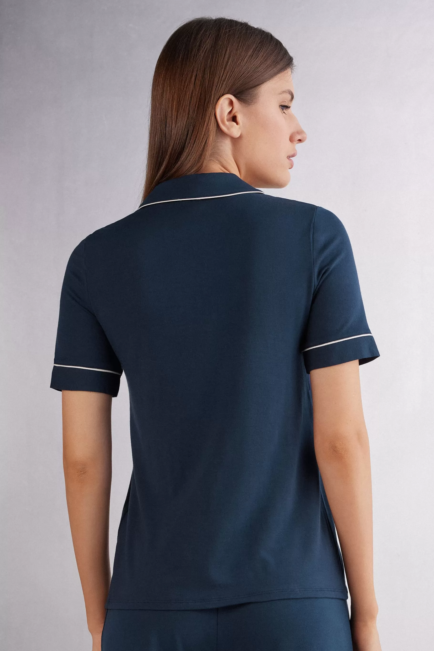Intimissimi Pyjamas Mix & Match | Pyjamas Med Shorts^Tröja med kort ärm och öppning fram i modal