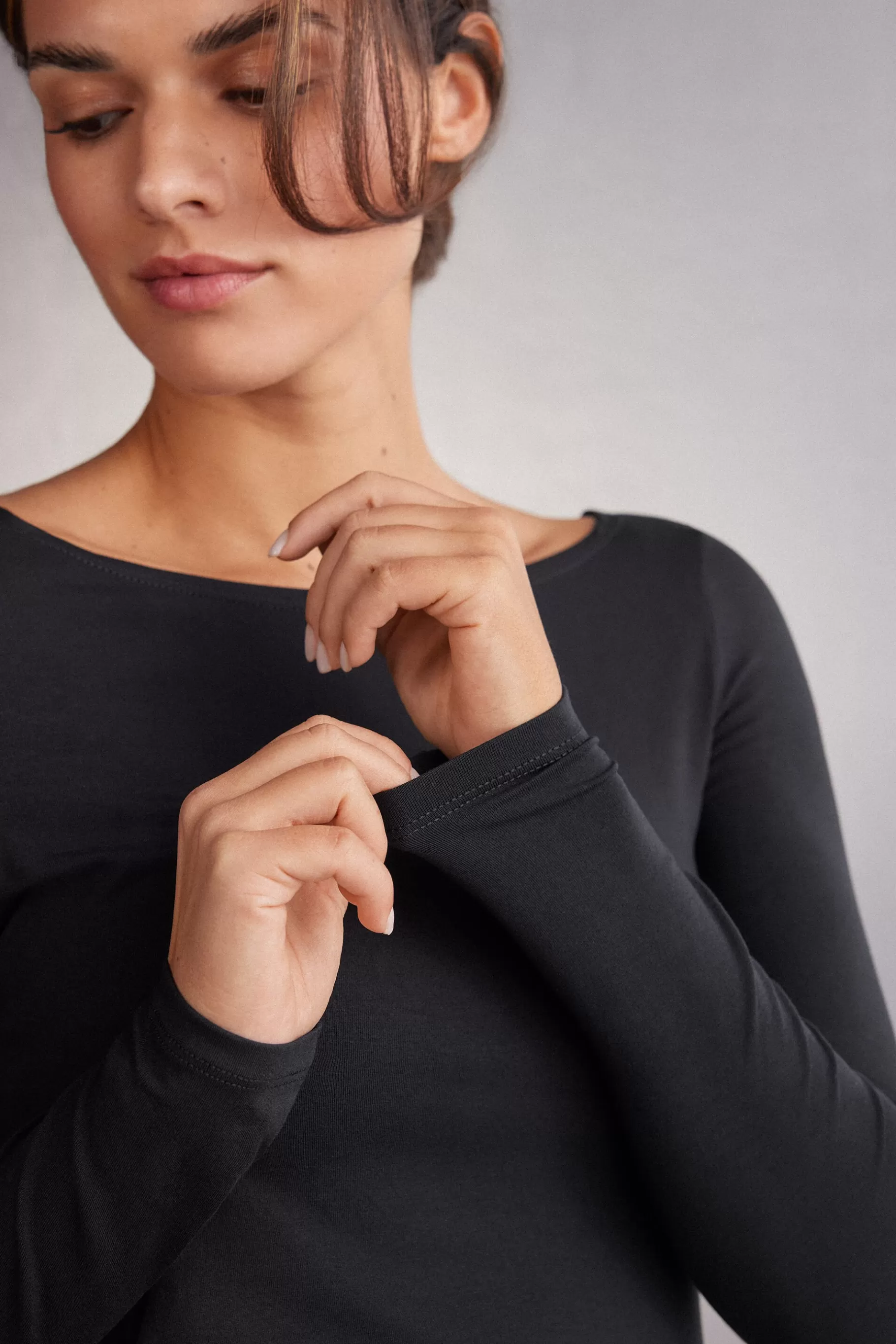 Intimissimi Långärmat^Tröja med lång ärm och båtringning i mikromodal