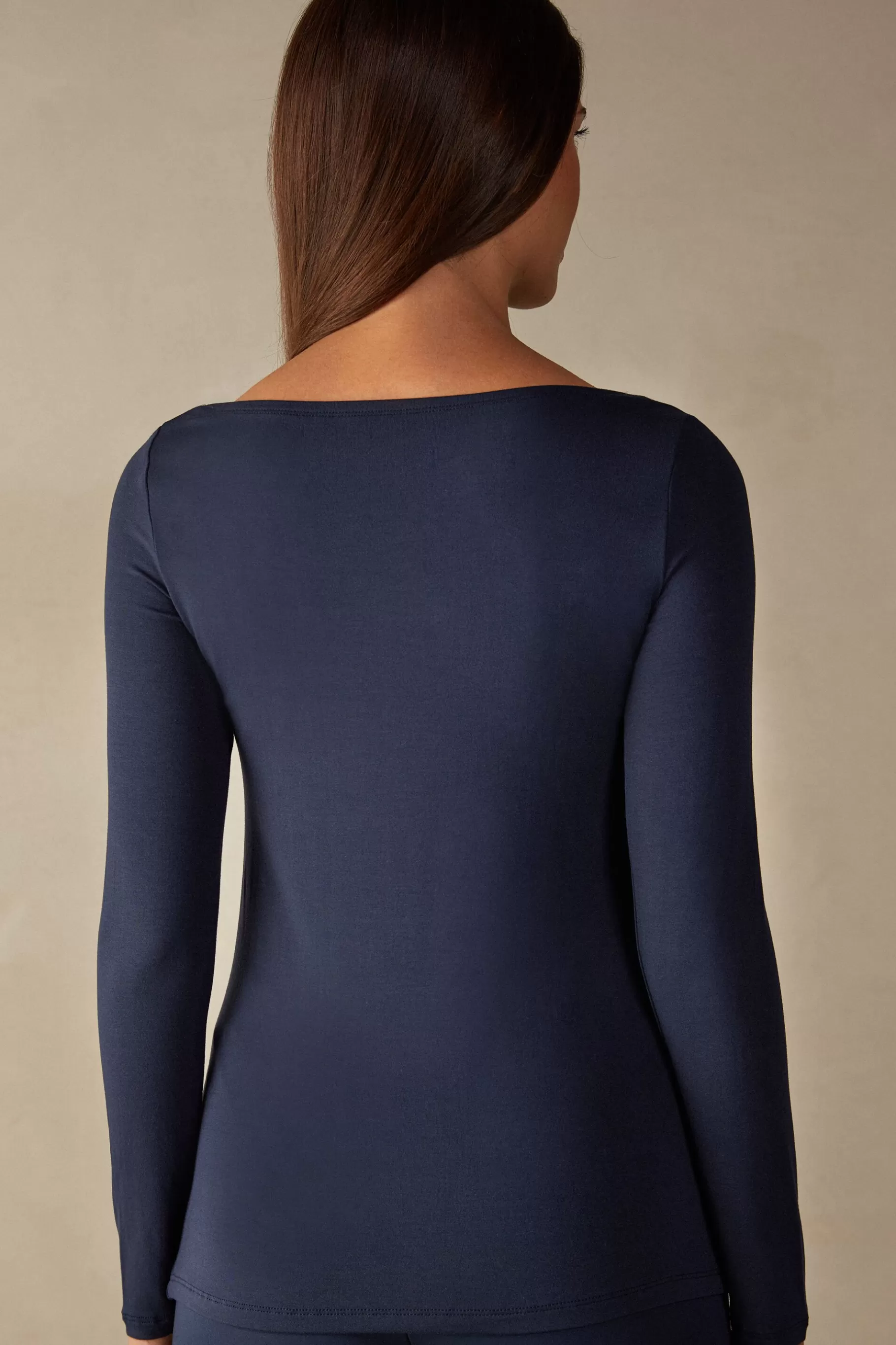 Intimissimi Långärmat^Tröja med lång ärm och båtringning i mikromodal