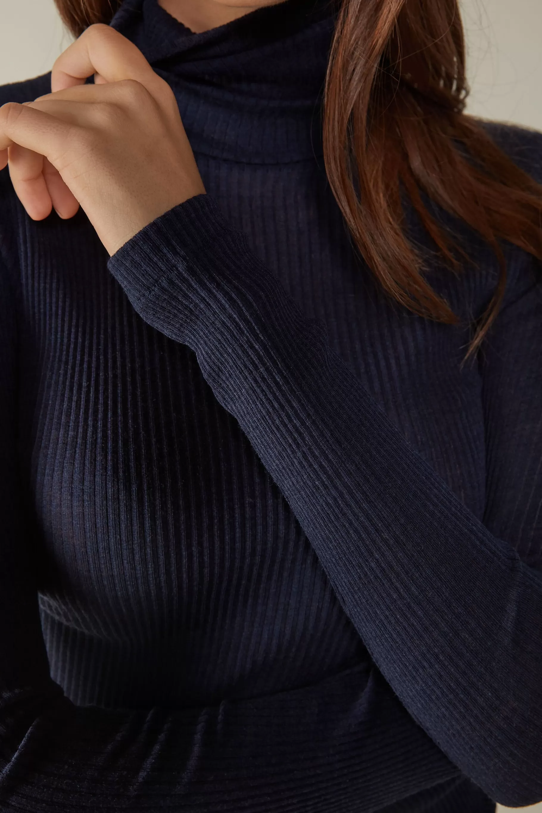 Intimissimi Långärmat^Tubular topp med lång ärm och hög hals i ull och siden