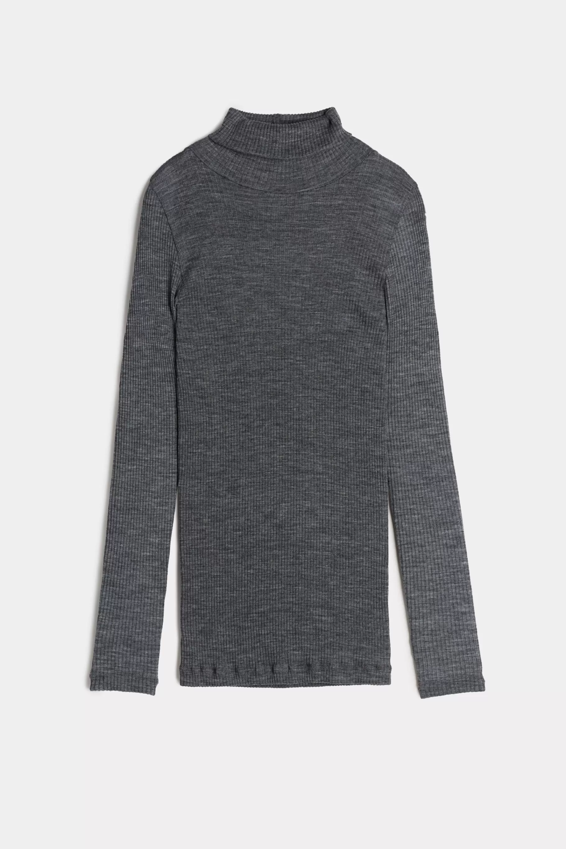 Intimissimi Långärmat^Tubular topp med lång ärm och hög hals i ull och siden